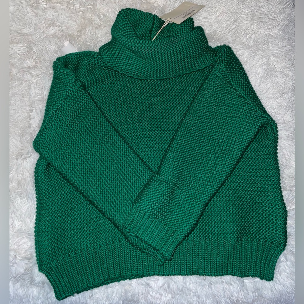 Blushing Heart Green Sweater Size M/L Brand New Tag Attached Chunky Turtleneck